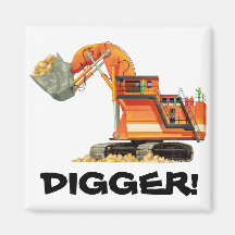 Orange Digger Fridge Magnets
