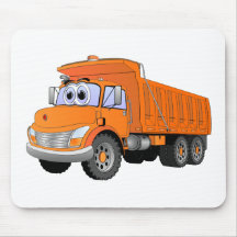 Orange Dump Truck Cartoon Mousepads