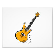 orange electric guitar music graphic.png photographic print