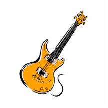 orange electric guitar music graphic.png photo cutout
