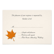 Orange Fall Leaf Wedding Response Cards Custom Invitation