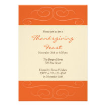 Orange florish fall custom Thanksgiving invitation invitations