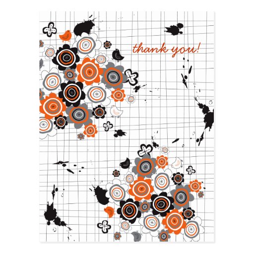 Orange Flowers & Chicks Scrapbook Doodles Postcard