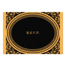 Orange Fluorescent / Neon Wedding  Flourishes RSVP Custom Invitations