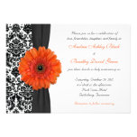 Orange Gerbera Daisy Damask Wedding Invitation