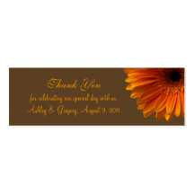 Orange Gerbera Daisy Wedding Favour Tag Business Cards