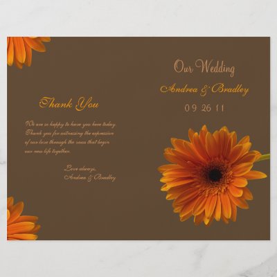 Orange Gerbera Daisy Wedding Program by wasootch