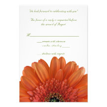 Orange Gerbera Daisy Wedding Reply RSVP Card Invite