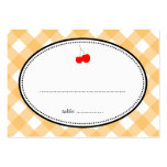 Orange gingham country rustic cherry seating card business card template