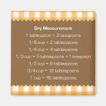 Orange gingham dry measure chart kitchen helper fridge magnets