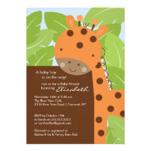 Orange Giraffe Baby Shower Invitation