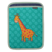 Orange giraffe turquoise flowers iPad sleeves