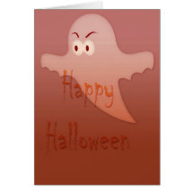 Orange Happy Halloween Ghost Cards