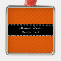Orange hearts wedding favors christmas ornaments