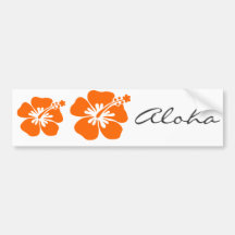 Orange hibiscus flower bumper stickers