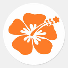 Orange hibiscus flower sticker
