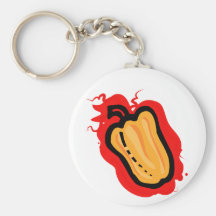 Orange hot pepper red growing outline key chains