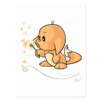 Orange Kacheek wishing on a dandelion postcards