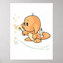 Orange Kacheek wishing on a dandelion posters