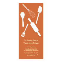 Orange kitchen utensil Thanksgiving potluck party invitations