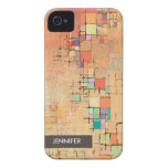 Orange Lattice Harmony Abstract Art iPhone 4 Case