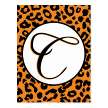 Orange Leopard Design with C Postcard
