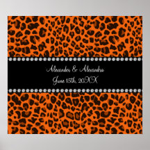 Orange leopard print wedding favors