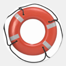 ORANGE LIFE SAVER ROUND STICKERS