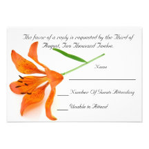 Orange Lily RSVP Card Custom Announcements
