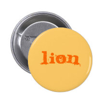 Orange Lion Party Favour Pin Button