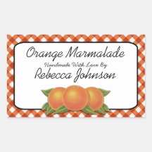 Orange Marmalade Custom Text Jar Label Rectangle Stickers