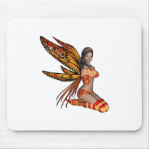 Orange Monarch Pixie Butterfly Fairy 4 - Mousepad