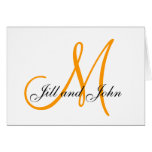 Orange Monogram First Names Wedding Cards