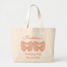 Orange Paisley Wedding Day Survival Kit Bag