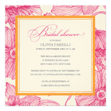 ORANGE + PINK FLOWERS | BRIDAL SHOWER INVITE