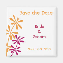 Orange & Pink Save the Date magnets