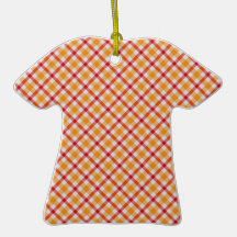 Orange Plaid Christmas Ornaments