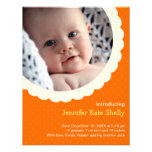 Orange polka dot rosette photo cute baby birth custom invitation