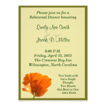 Orange Poppy Rehearsal Dinner Invitations