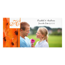 Orange Poppy Save the Date Personalized Photo Card