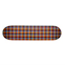 Orange Red Blue Black Plaid Skate Deck