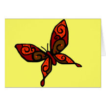 Orange red butterfly blank card