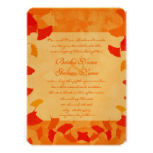 Orange Red Fall Leaves Wedding Invitation