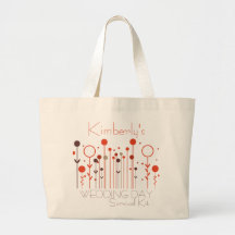 Orange Red Floral Dot Wedding Day Survival Kit Bag