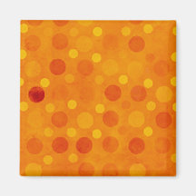 Orange Retro Polka Dots Refrigerator Magnets