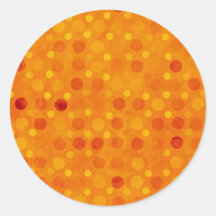 Orange Retro Polka Dots Round Sticker