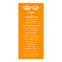 Orange Royal Couple Wedding Program Rack Card