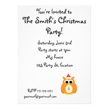 Orange santa owl invites