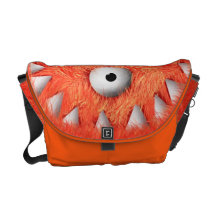 Orange Scary Furry Monster Messenger Bag