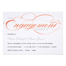 Orange Script Engagement Party Invitation
